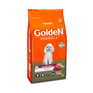 Ração Golden Fórmula Mini Bits Para Cães Adultos de Porte Pequeno Sabor Carne e Arroz 15kg