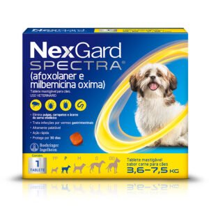 Caixa do NexGard Spectra para cães de 3,6 a 7,5 kg com 1 tablete